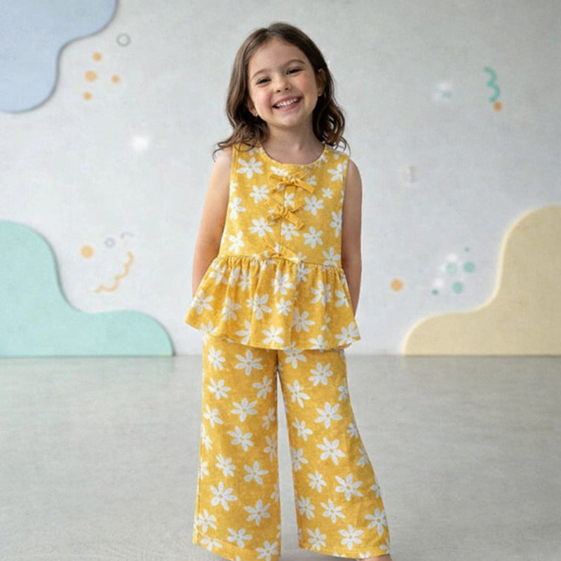Girls Co-Ord Set with Pants- Sunflowers