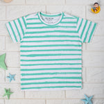 Kids Cotton Tshirt- Green Stripes