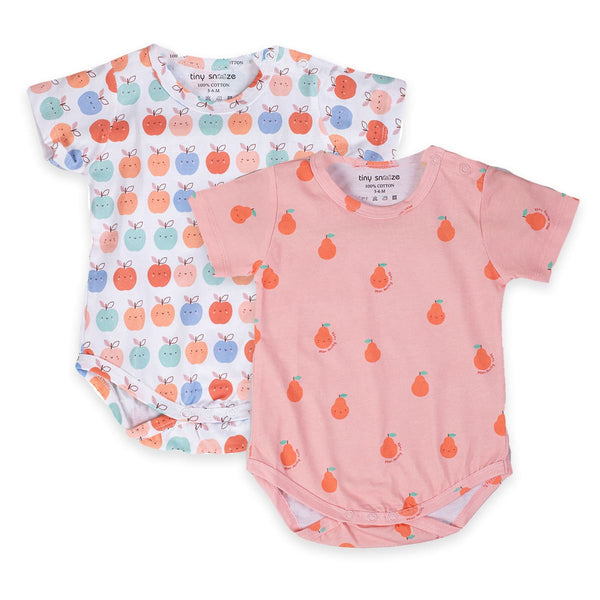 Cotton Bodysuits- Pears & Apples- Pack of 2