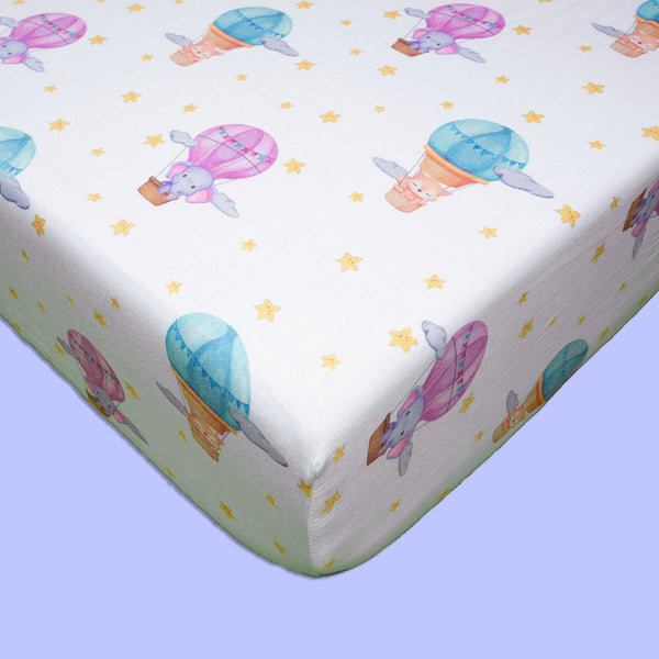 Organic Fitted Cot Sheet- Hot Air Balloon