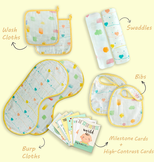 Newborn Essentials Gift Set- Lost in Thoughts| Set of 8