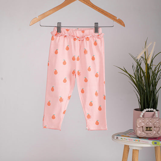 Girls Cotton Leggings- Pears