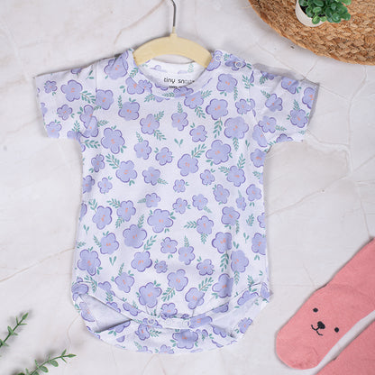 Cotton Bodysuit- Purple Flowers