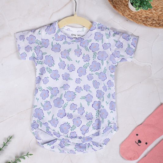Cotton Bodysuit- Purple Flowers