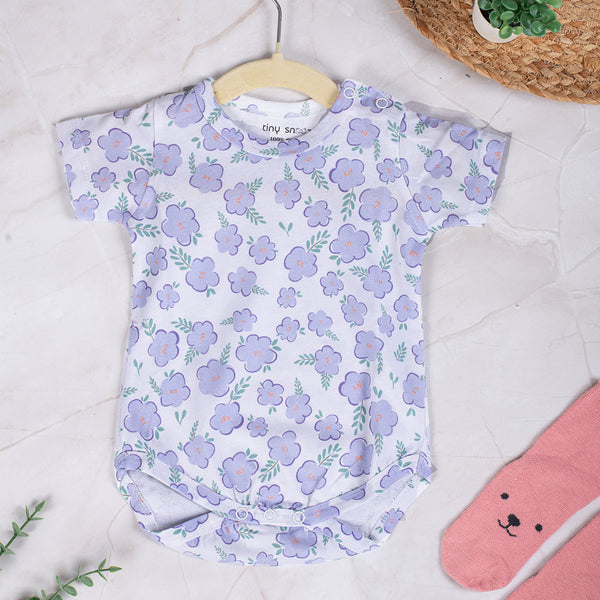 Cotton Bodysuit- Purple Flowers