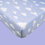 Organic Fitted Cot Sheet- Purple Clouds