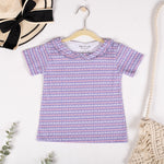 Girls Cotton Half-Sleeve Top- Blossom & Purple Hearts- Pack of 2