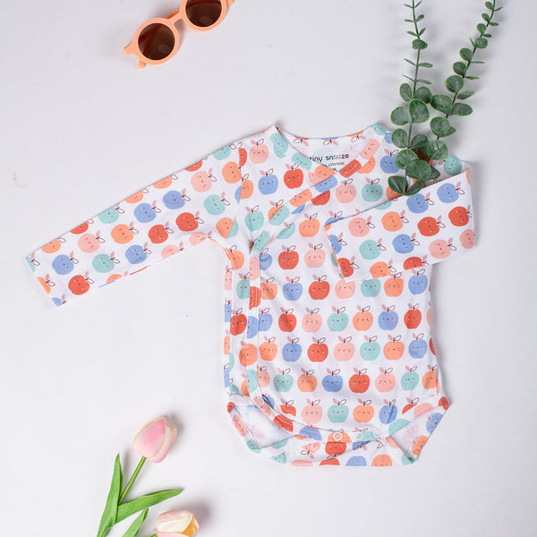 Cotton Kimono Bodysuit- Apples