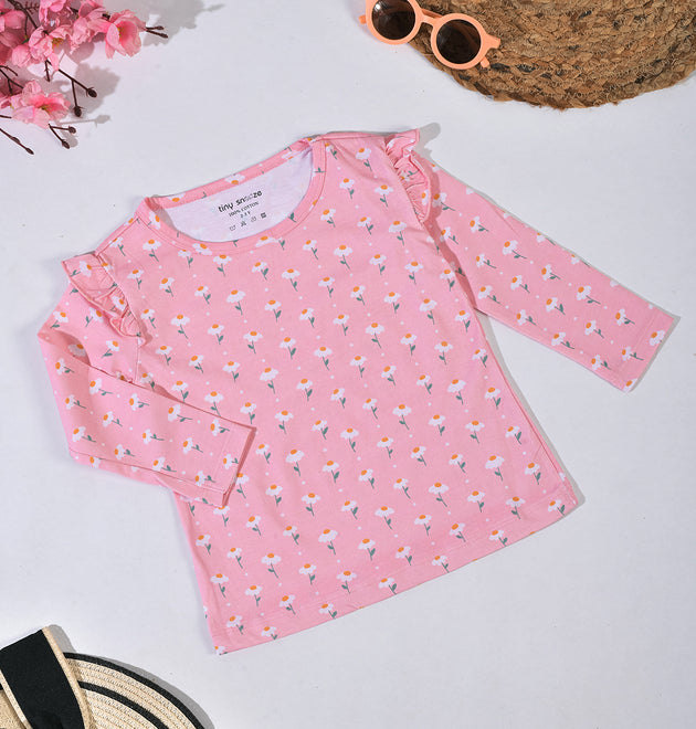 Girls Cotton Full-Sleeve Top- Dandelion