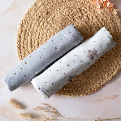 Organic Muslin Swaddles (Set of 2)- Starry Nights