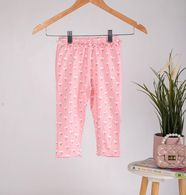 Girls Cotton Leggings- Dandelions