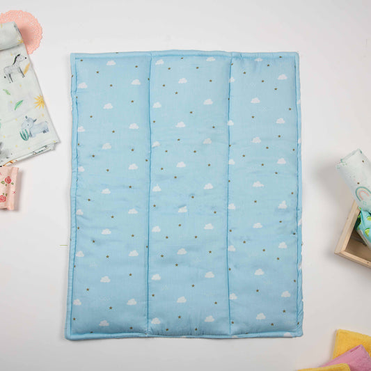 Organic Bed Protector- Blue Clouds