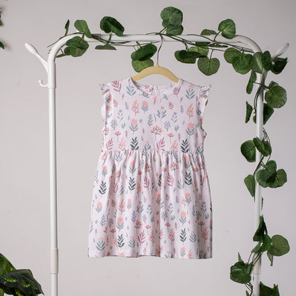 Girls Cotton Frock- Pastel Flowers