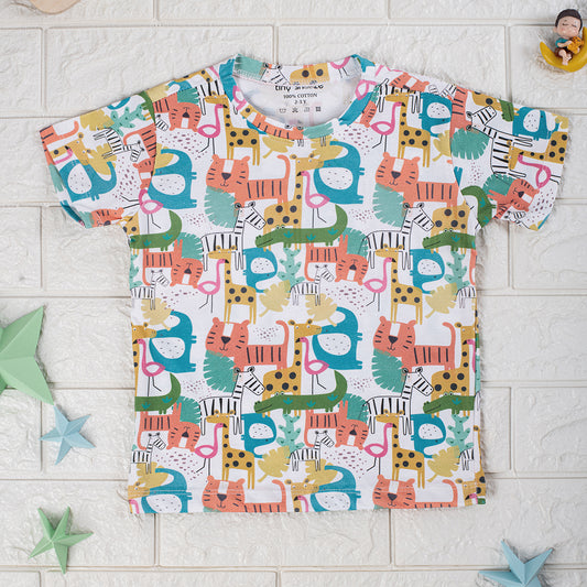 Kids Cotton Tshirt- Colorful Animals