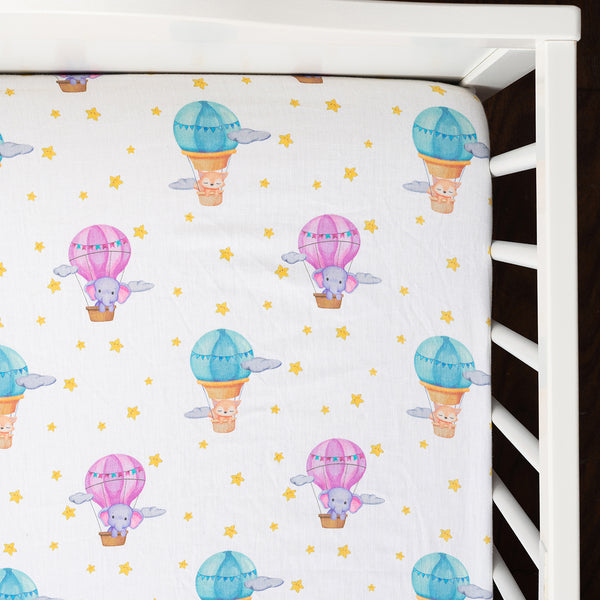 Organic Fitted Cot Sheet- Hot Air Balloon