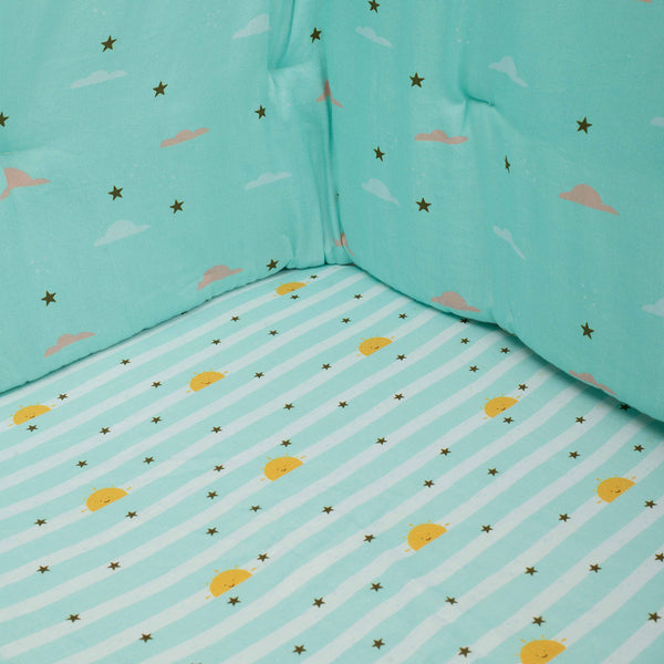 Organic Fitted Cot Sheet- Sky Lines