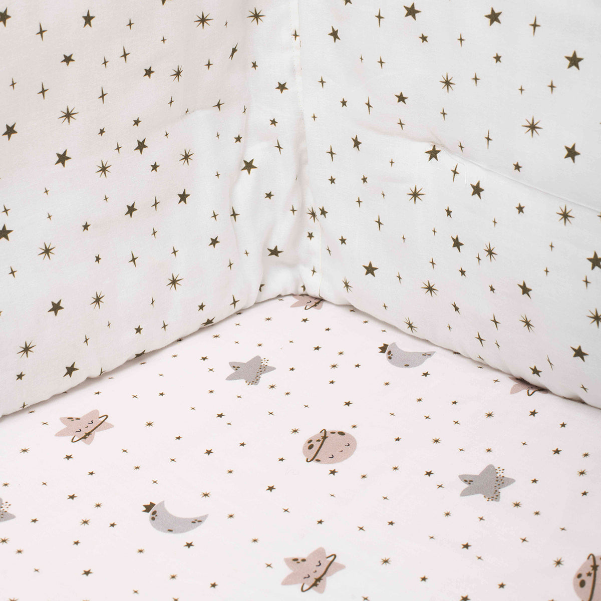 Organic Fitted Cot Sheet- Moon & Stars