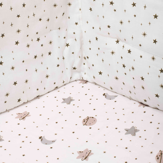 Organic Fitted Cot Sheet- Moon & Stars