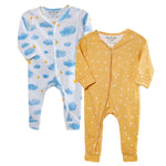 Cotton Sleepsuits- Sun Clouds & Yellow Sky- Pack of 2