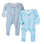 Cotton Sleepsuits- Waves & Underwater- Pack of 2