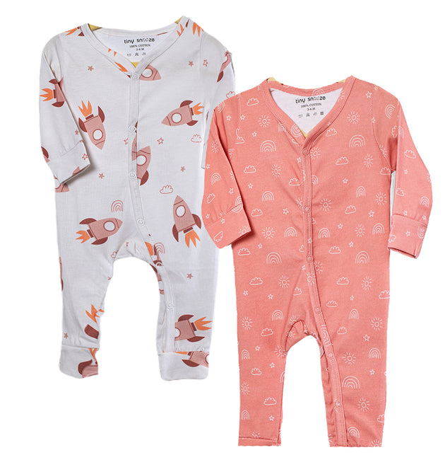 Cotton Sleepsuits- Space & Magical Sky- Pack of 2