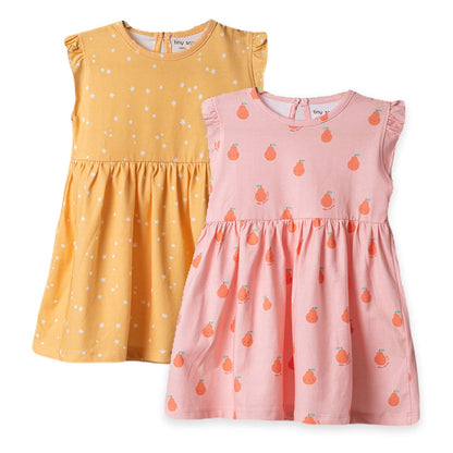 Girls Cotton Frock- Pears & Yellow Sky- Pack of 2