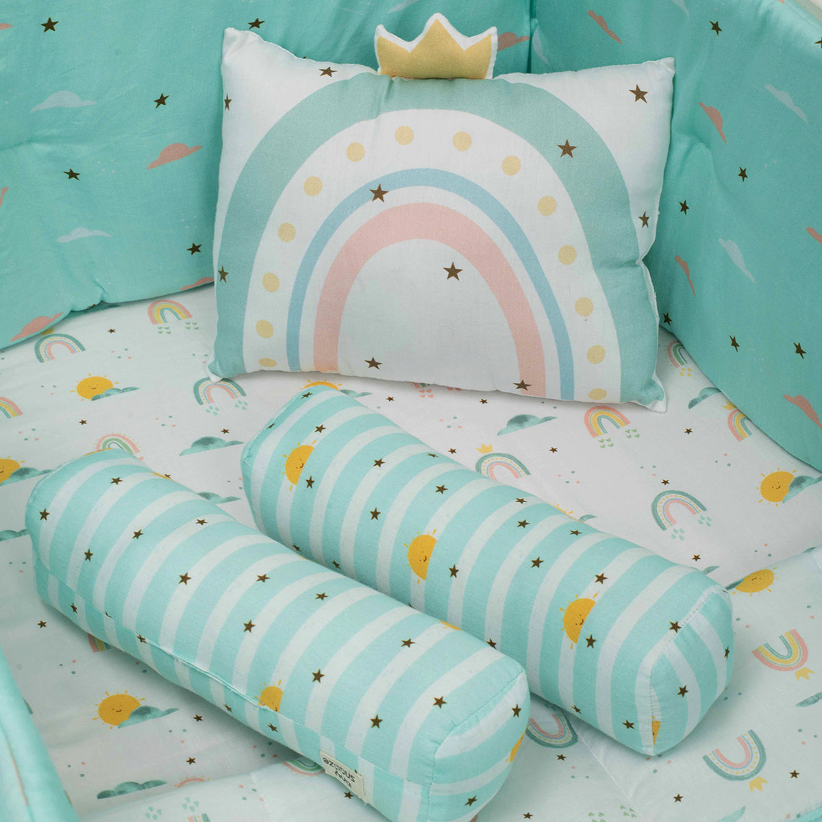 Organic Pillow & Bolsters - Colorful Rainbow | Set of 3