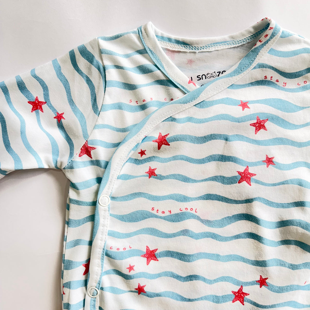 Cotton Kimono Bodysuit- Waves