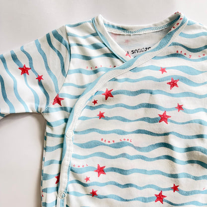 Cotton Kimono Bodysuit- Waves