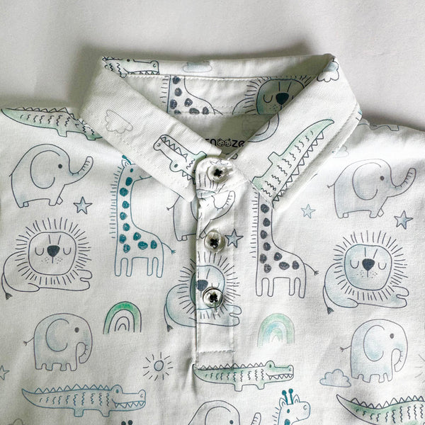 Boys Polo Tshirt- Grey Animals