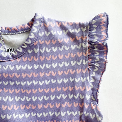 Girls Cotton Frock- Purple Hearts