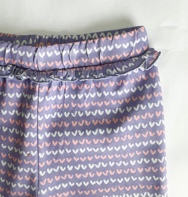 Girls Cotton Leggings- Purple Hearts