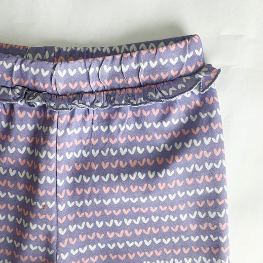 Girls Cotton Leggings- Purple Hearts
