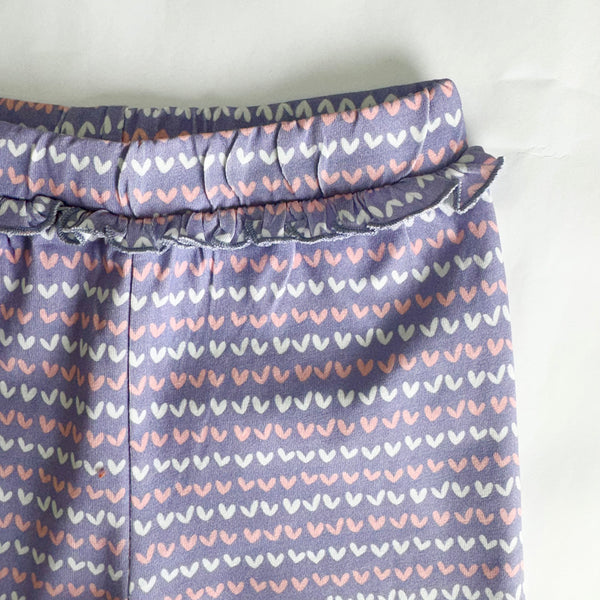 Girls Cotton Leggings- Purple Hearts