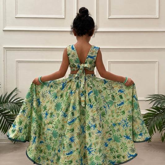 Girls Lehenga Set- Jungle