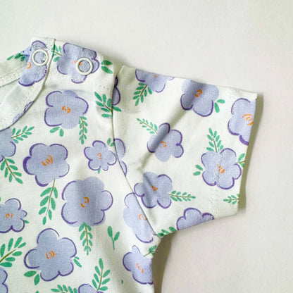 Cotton Bodysuit- Purple Flowers