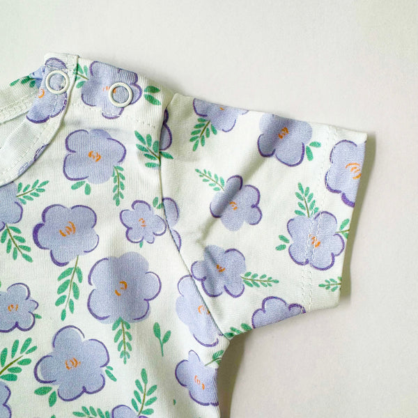 Cotton Bodysuit- Purple Flowers