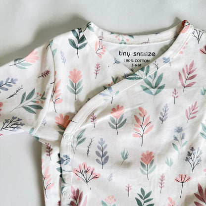 Cotton Kimono Bodysuit- Pastel Flowers