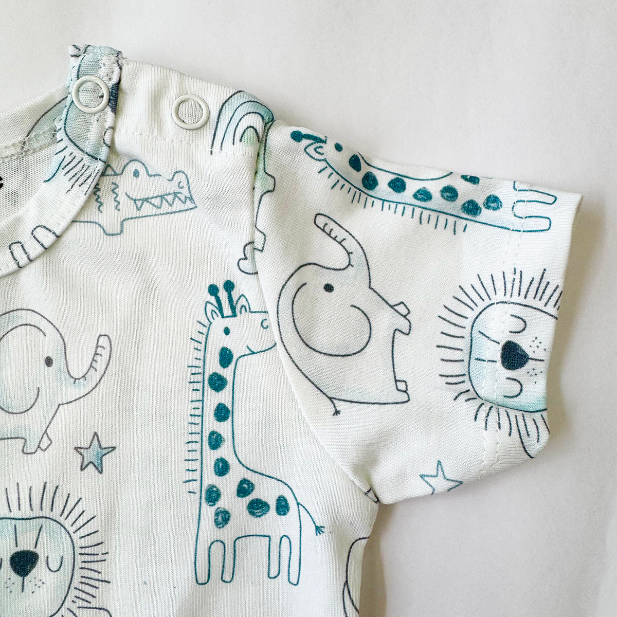 Cotton Bodysuit- Grey Animals