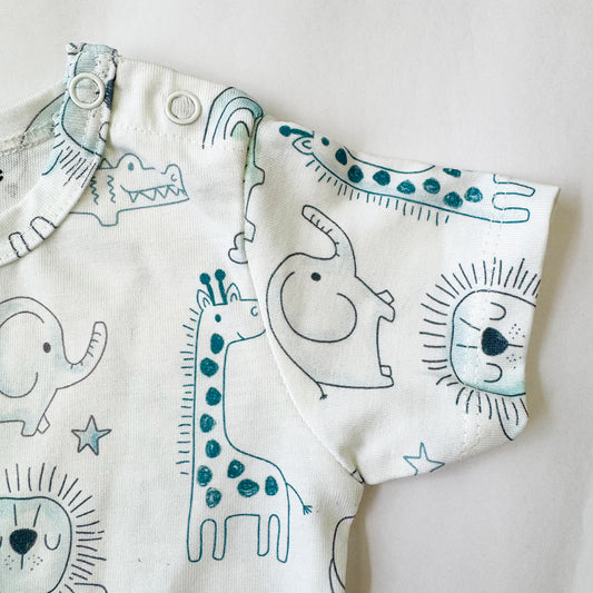 Cotton Bodysuit- Grey Animals