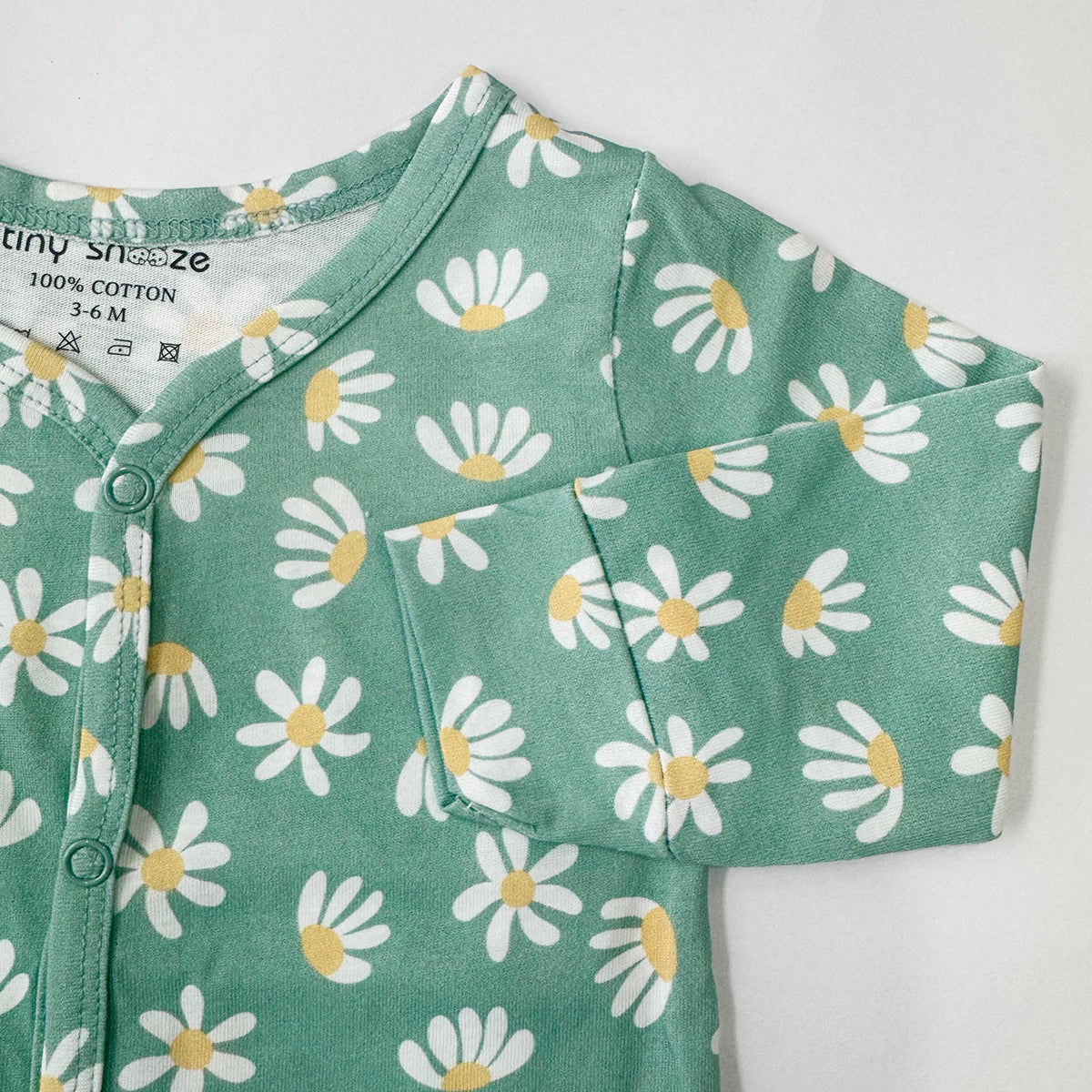 Cotton Sleepsuit- Green Flowers