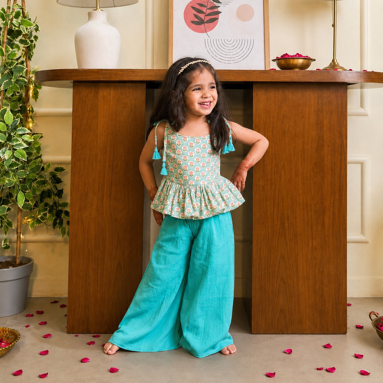 Girls Palazzo Set- Lotus
