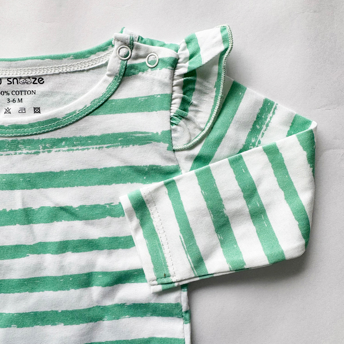 Girls Cotton Full-Sleeve Top- Green Stripes