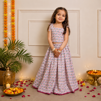 Girls Lehenga Set- Tulips