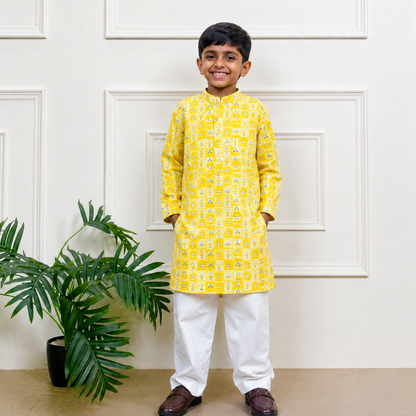 Boys Kurta Set- Marigold