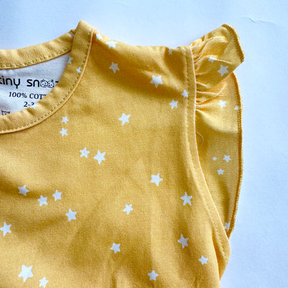 Girls Cotton Frock- Yellow Sky