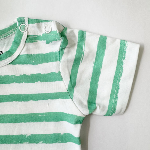 Cotton Bodysuit- Green Stripes