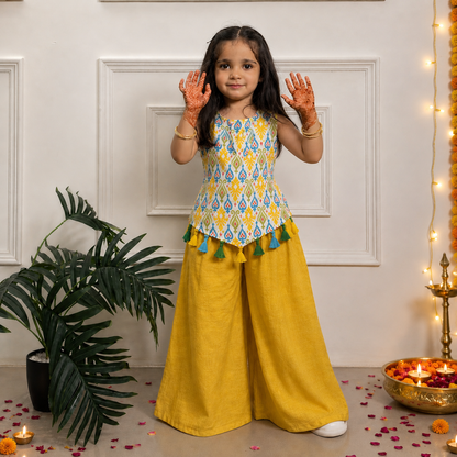 Girls Palazzo Set- Colorful Ikkat