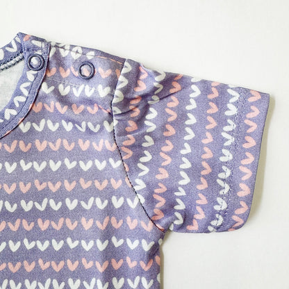 Cotton Bodysuit- Purple Hearts