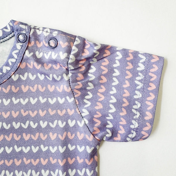 Cotton Bodysuit- Purple Hearts